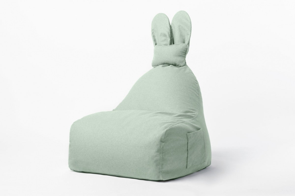 Designer beanbag / seat cushion with backrest FUNNY BUNNY - Green/Mint