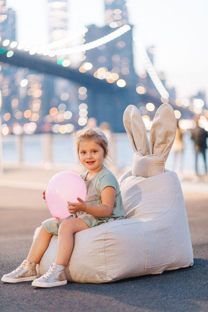 Designer Sitzsack / Sitzkissen mit Rückenlehne FUNNY BUNNY - Grau