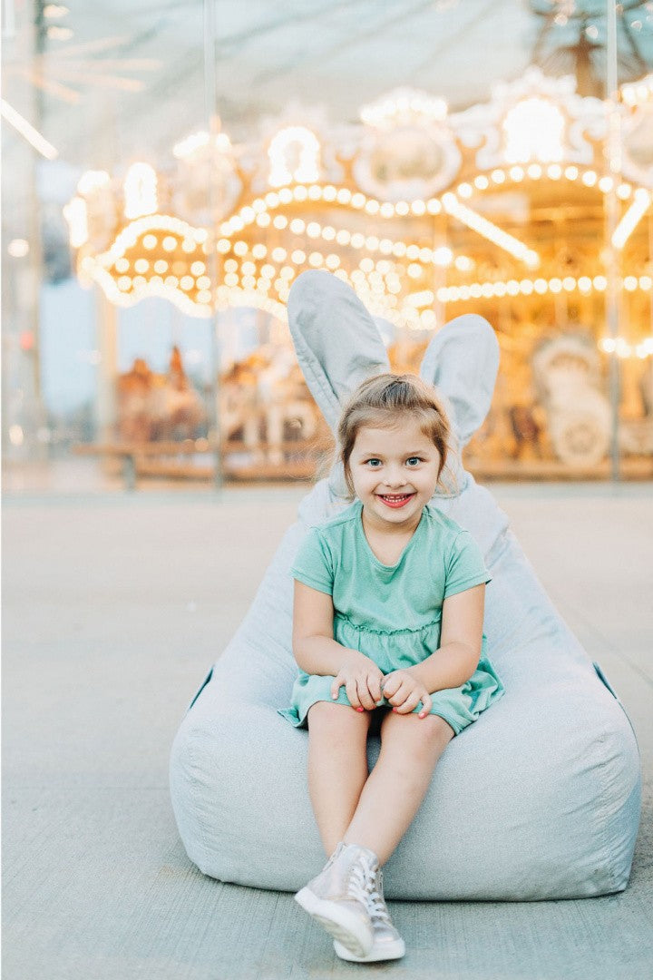 Designer beanbag / seat cushion with backrest FUNNY BUNNY - Grey