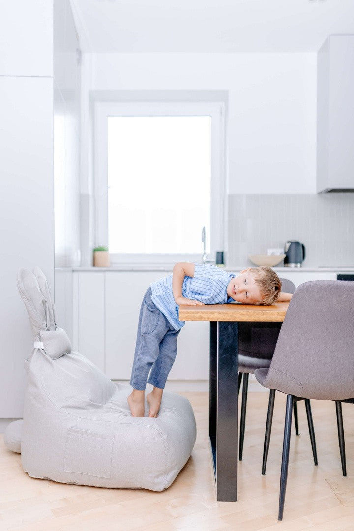 Designer beanbag / seat cushion with backrest FUNNY BUNNY - Grey