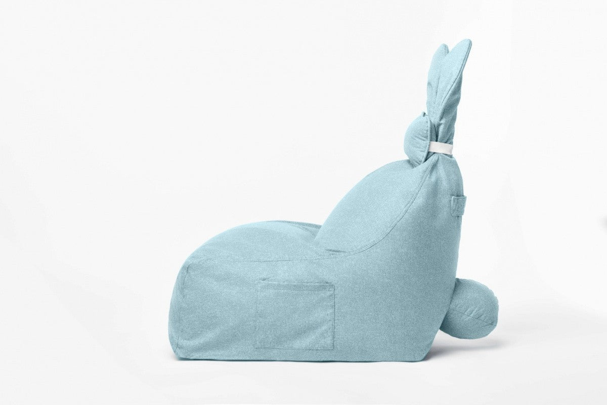 Designer Sitzsack / Sitzkissen mit Rückenlehne FUNNY BUNNY - Blau
