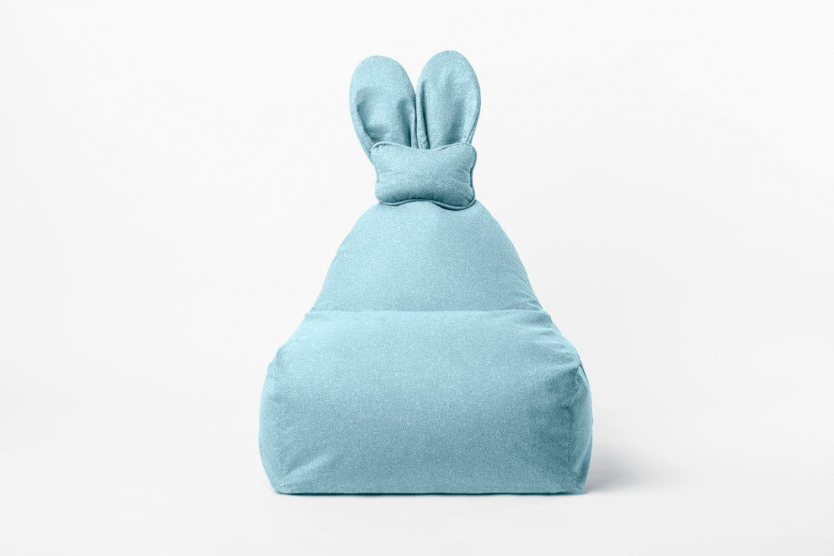 Designer sittpuff / sittsäck med ryggstöd FUNNY BUNNY - Blue