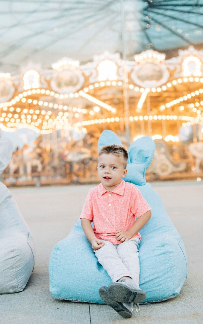 Pouf / coussin de siège design avec dossier FUNNY BUNNY - Bleu