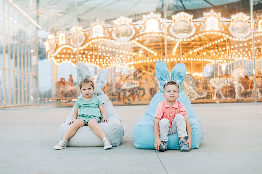 Pouf / coussin de siège design avec dossier FUNNY BUNNY - Bleu