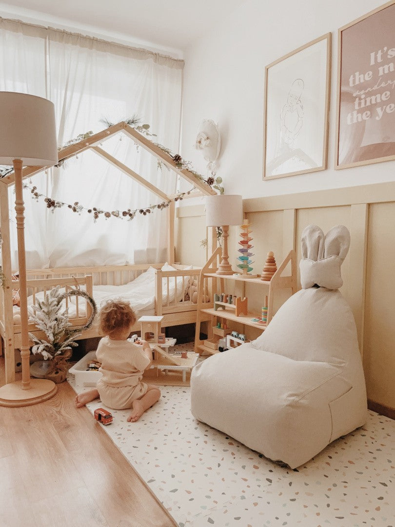 Designer Sitzsack / Sitzkissen mit Rückenlehne FUNNY BUNNY - Beige