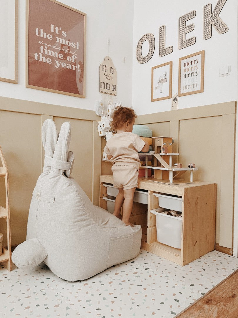 Pouf / coussin d'assise design avec dossier FUNNY BUNNY - Beige