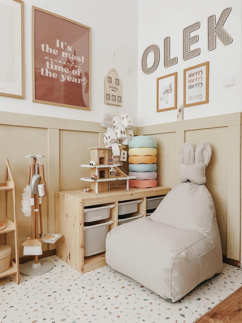 Pouf / coussin d'assise design avec dossier FUNNY BUNNY - Beige