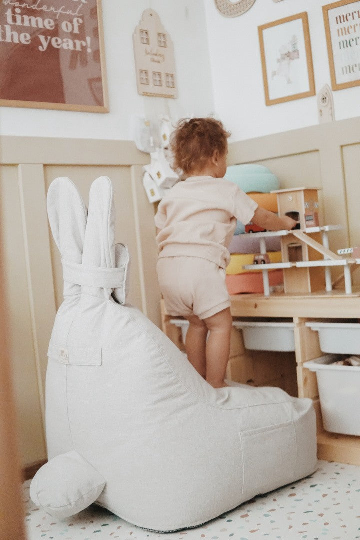 Pouf / coussin d'assise design avec dossier FUNNY BUNNY - Beige
