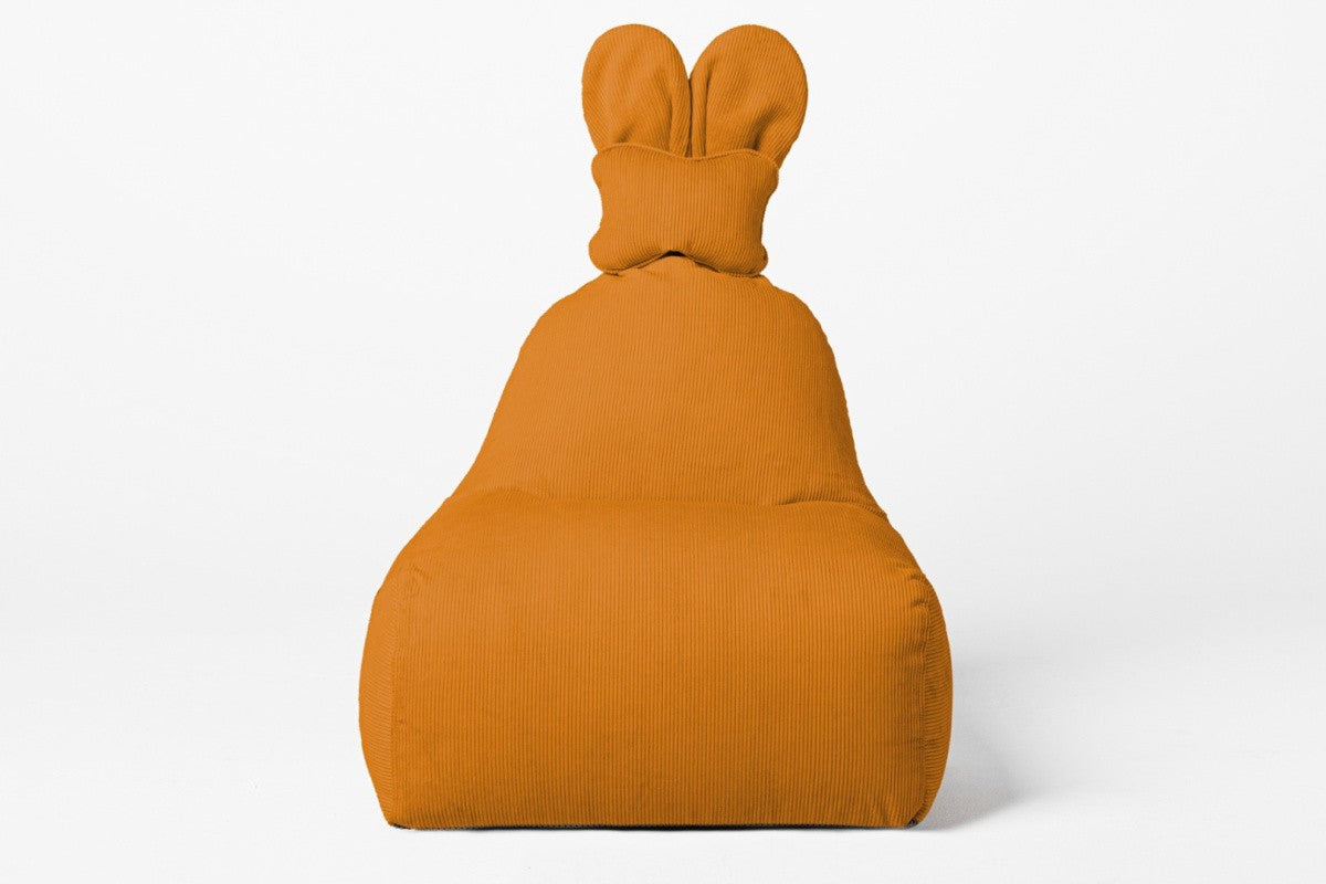 Designer Sitzsack / Sitzkissen mit Rückenlehne FUNNY BUNNY - Cord Senf