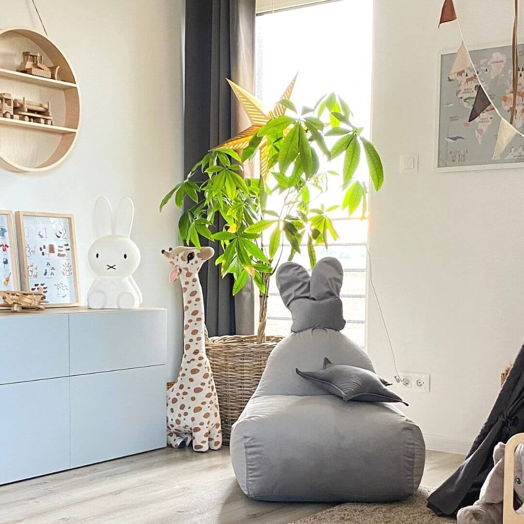 copy of Pouf / coussin de siège design avec dossier FUNNY BUNNY - Velours Gris Clair