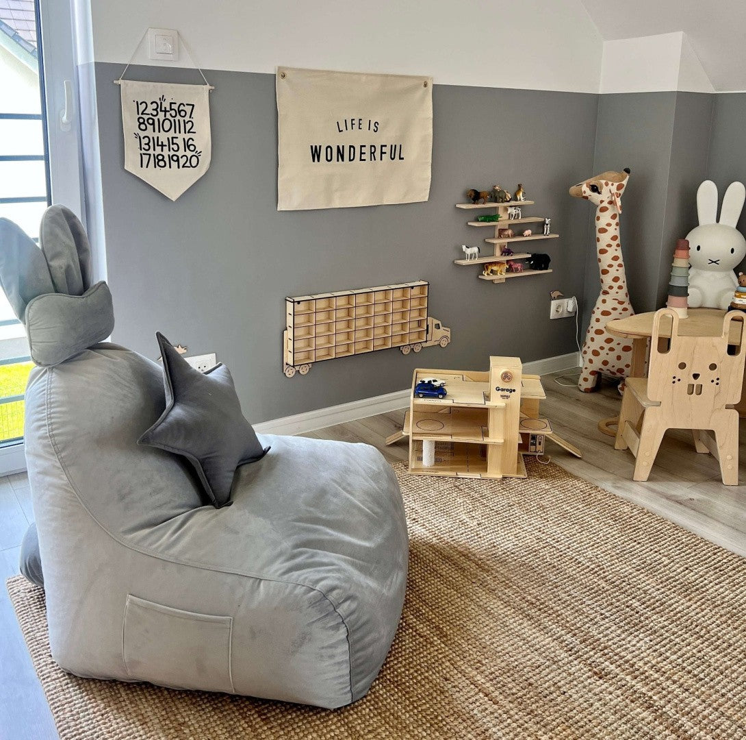 copy of Pouf / coussin de siège design avec dossier FUNNY BUNNY - Velours Gris Clair