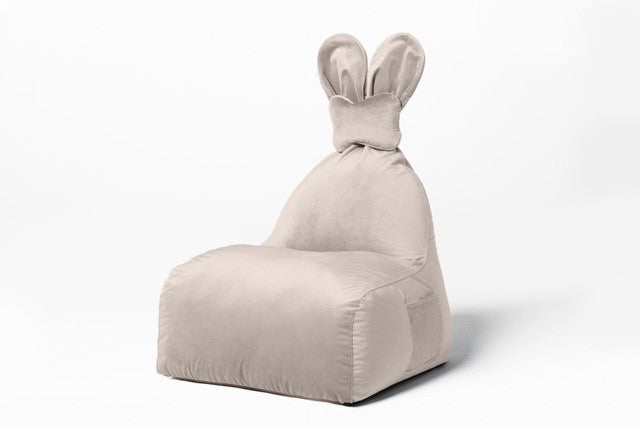 Designer Sitzsack / Sitzkissen mit Rückenlehne FUNNY BUNNY - Samt Beige