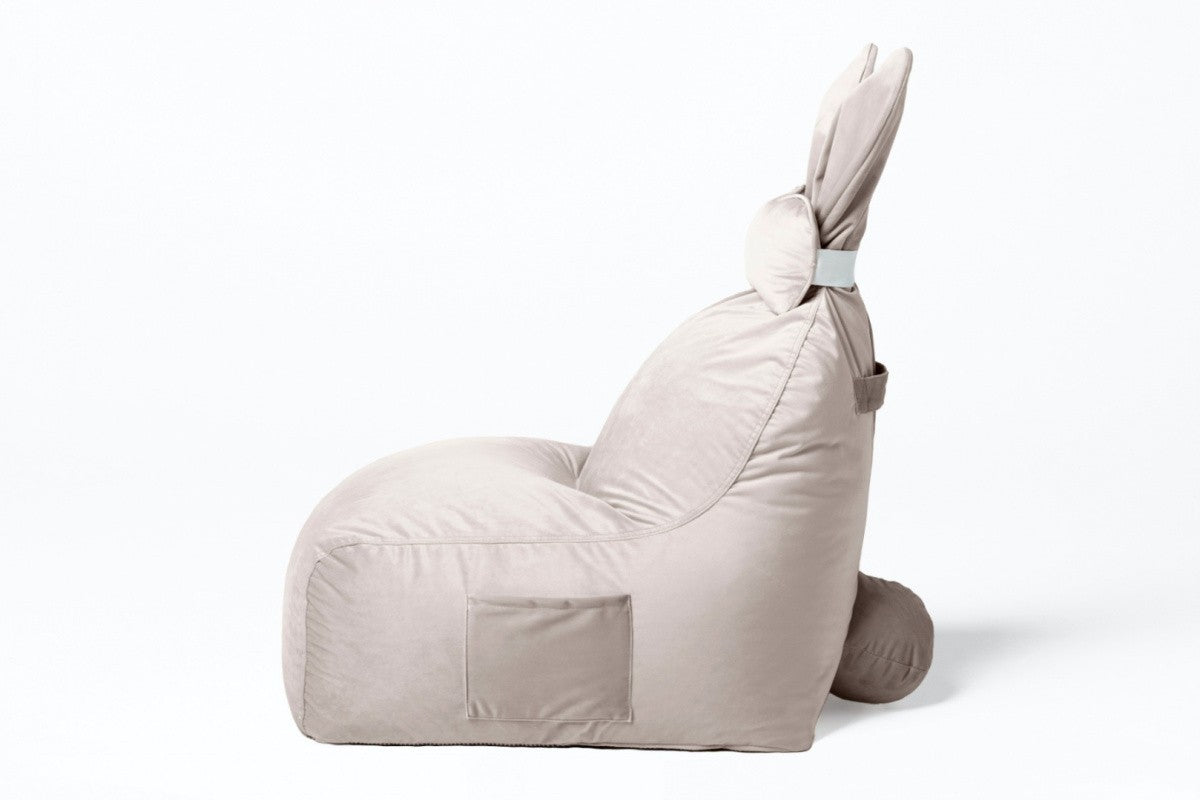 Designer sittpuff / sittsäck med ryggstöd FUNNY BUNNY - Sammet Beige