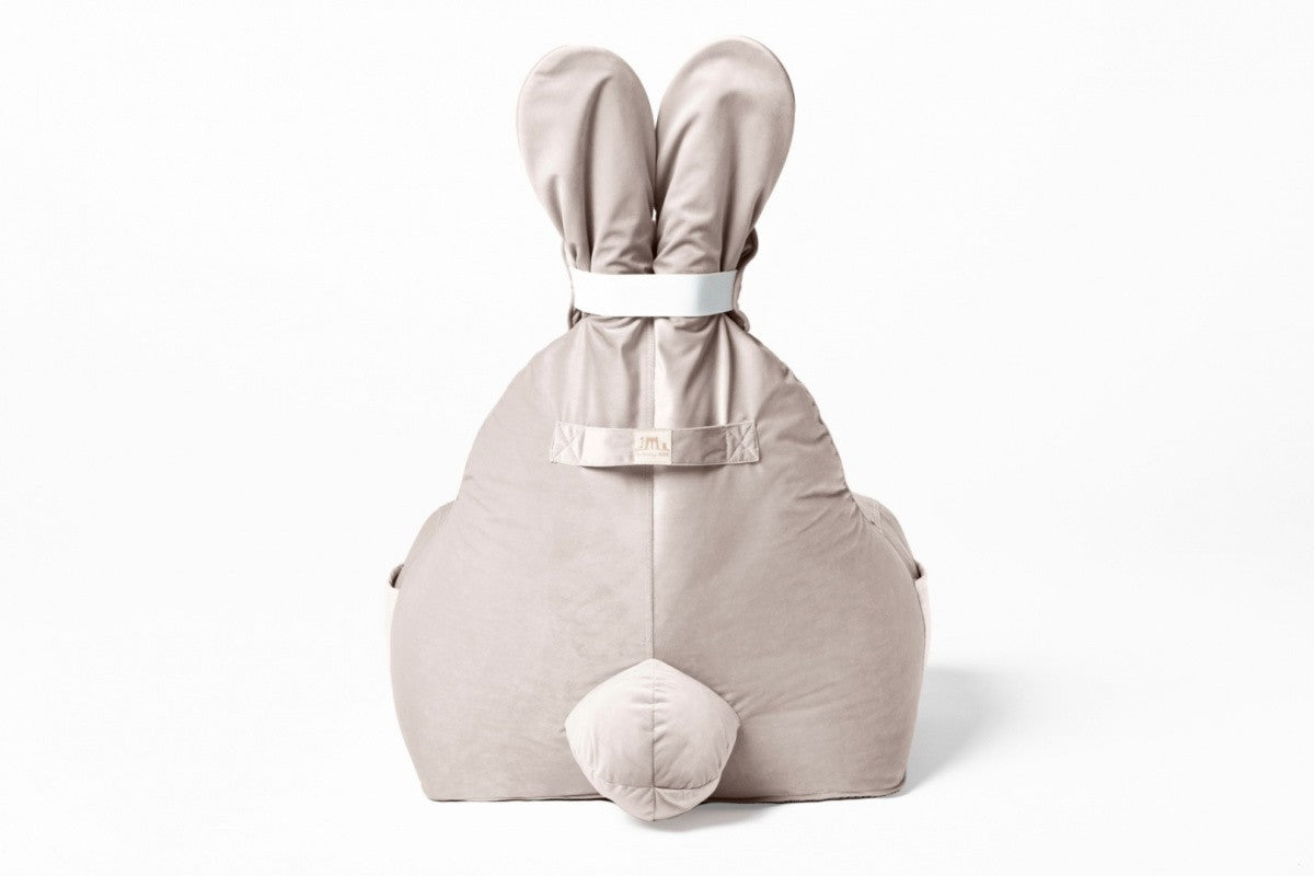 Designer sittpuff / sittsäck med ryggstöd FUNNY BUNNY - Sammet Beige