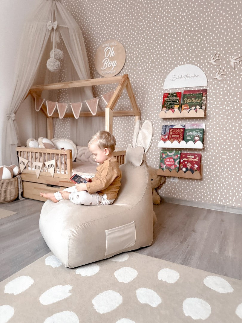 Pouf / coussin d'assise design avec dossier FUNNY BUNNY - Velours Beige