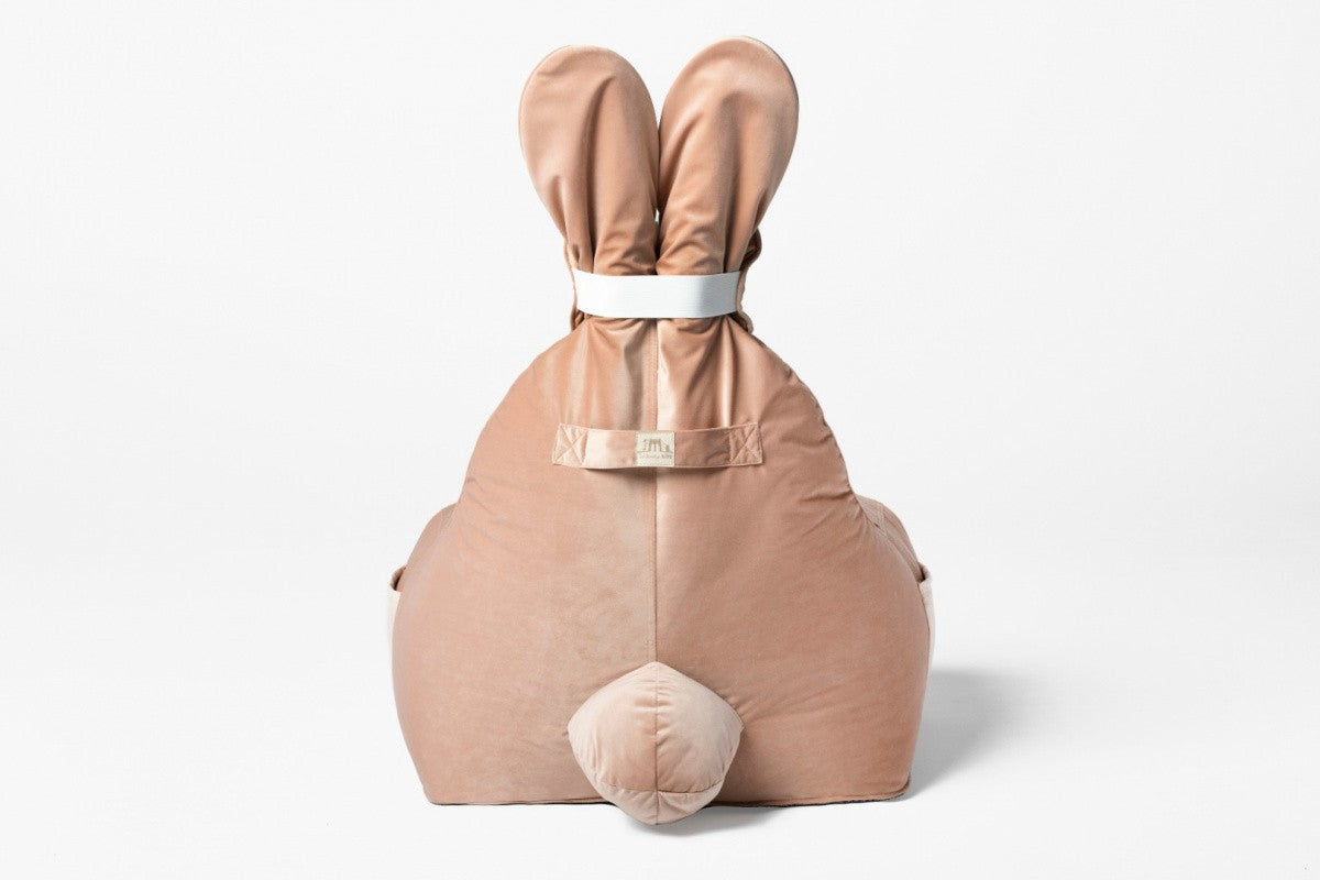 Designer sittpuff / sittsäck med ryggstöd FUNNY BUNNY - Sammet Pale Pink