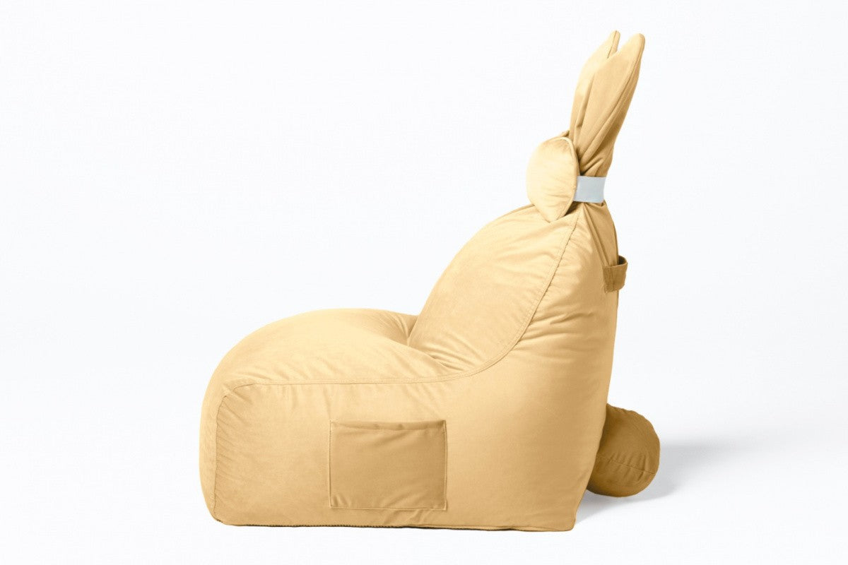 Designer Sitzsack / Sitzkissen mit Rückenlehne FUNNY BUNNY - Samt Gelb