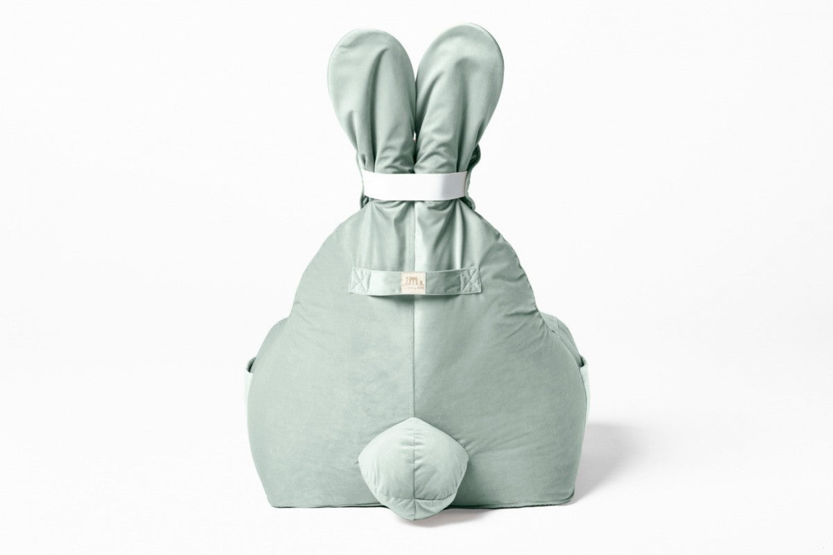 Designer sittpuff / sittsäck med ryggstöd FUNNY BUNNY - Sammet Mint