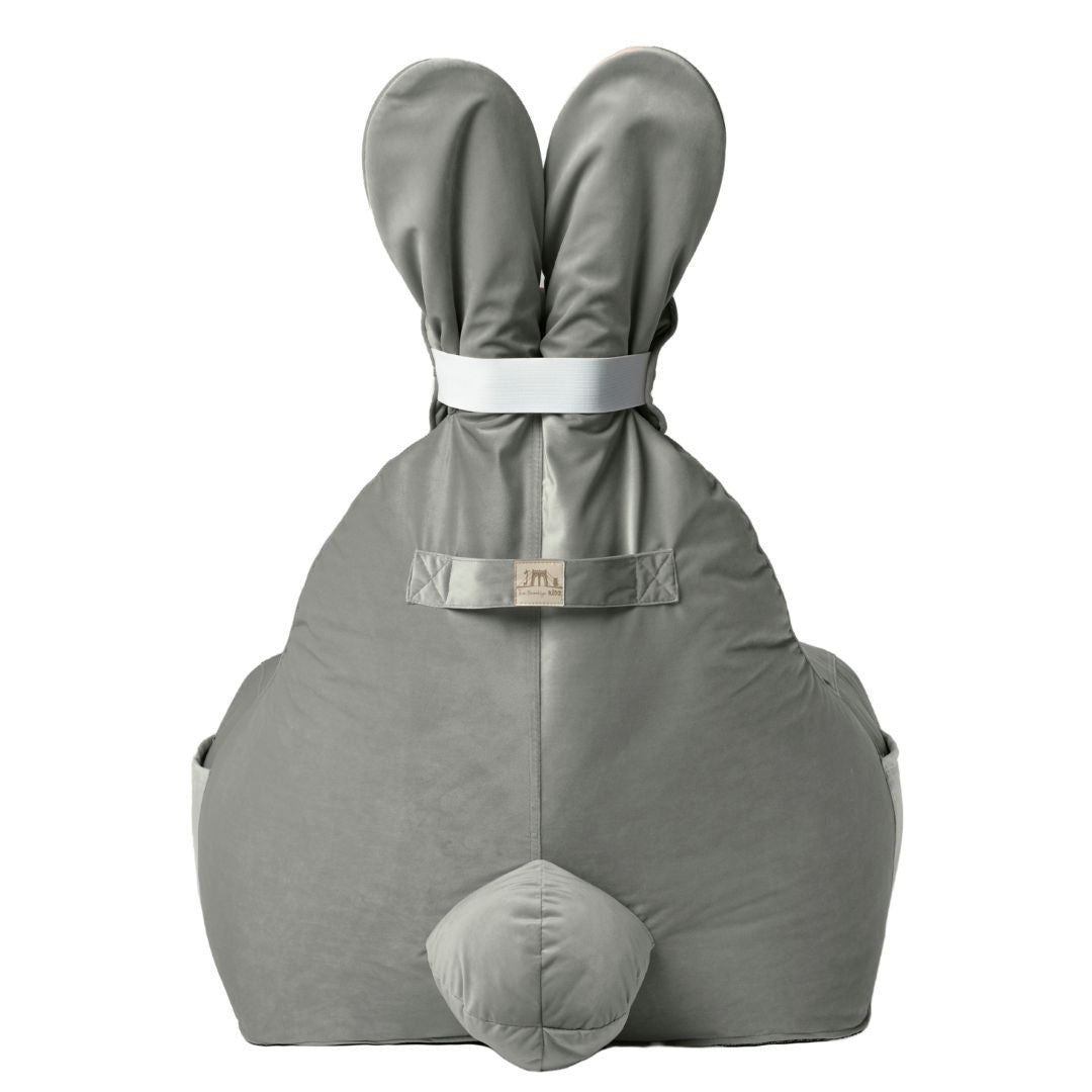 Designer sittpuff / sittsäck med ryggstöd FUNNY BUNNY - Sammet Grey