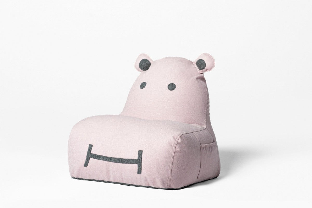 Designer beanbag / seat cushion with backrest HIPPO - Soft dusty pink