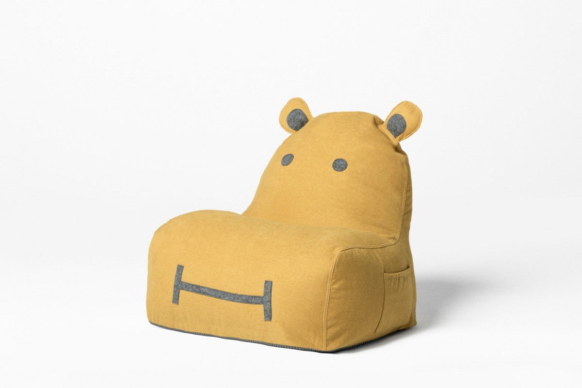 Designer Sitzsack / Sitzkissen mit Rückenlehne HIPPO - Soft Gelb