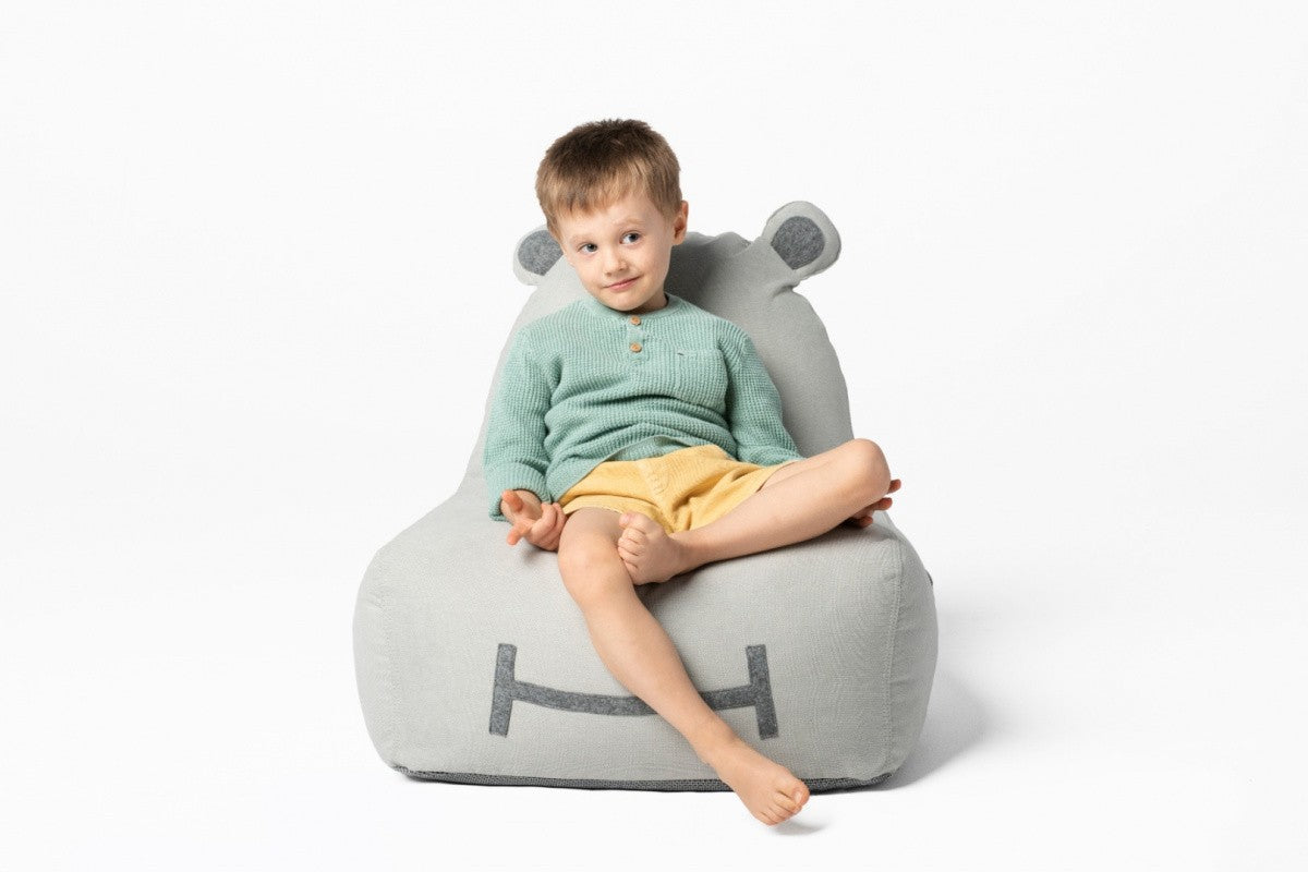 Designer Sitzsack / Sitzkissen mit Rückenlehne HIPPO - Soft Grau