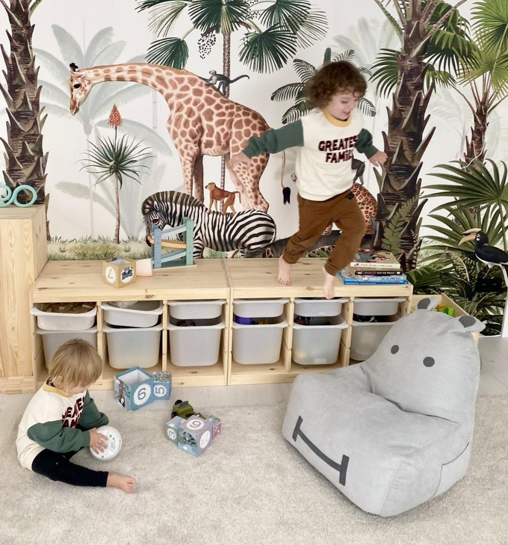 Designer sittpuff / sittsäck med ryggstöd HIPPO - Soft Grey