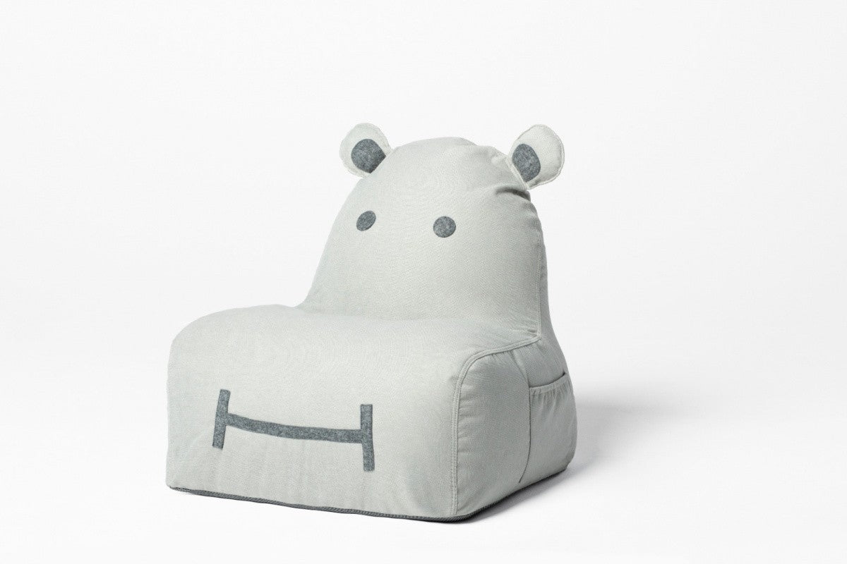 Designer sittpuff / sittsäck med ryggstöd HIPPO - Soft Grey
