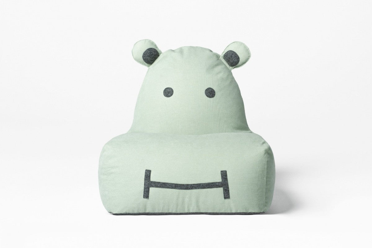 Designer Sitzsack / Sitzkissen mit Rückenlehne HIPPO - Soft Mint