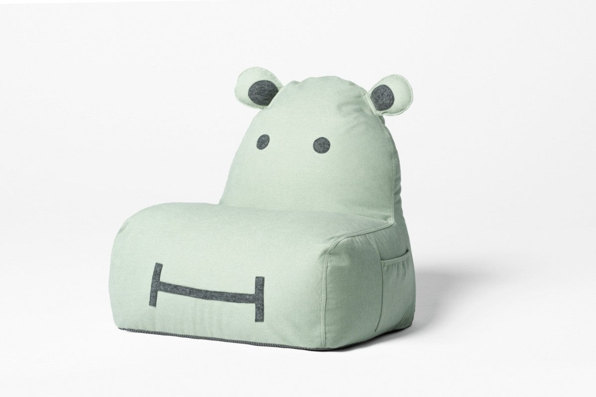 Designer Sitzsack / Sitzkissen mit Rückenlehne HIPPO - Soft Mint