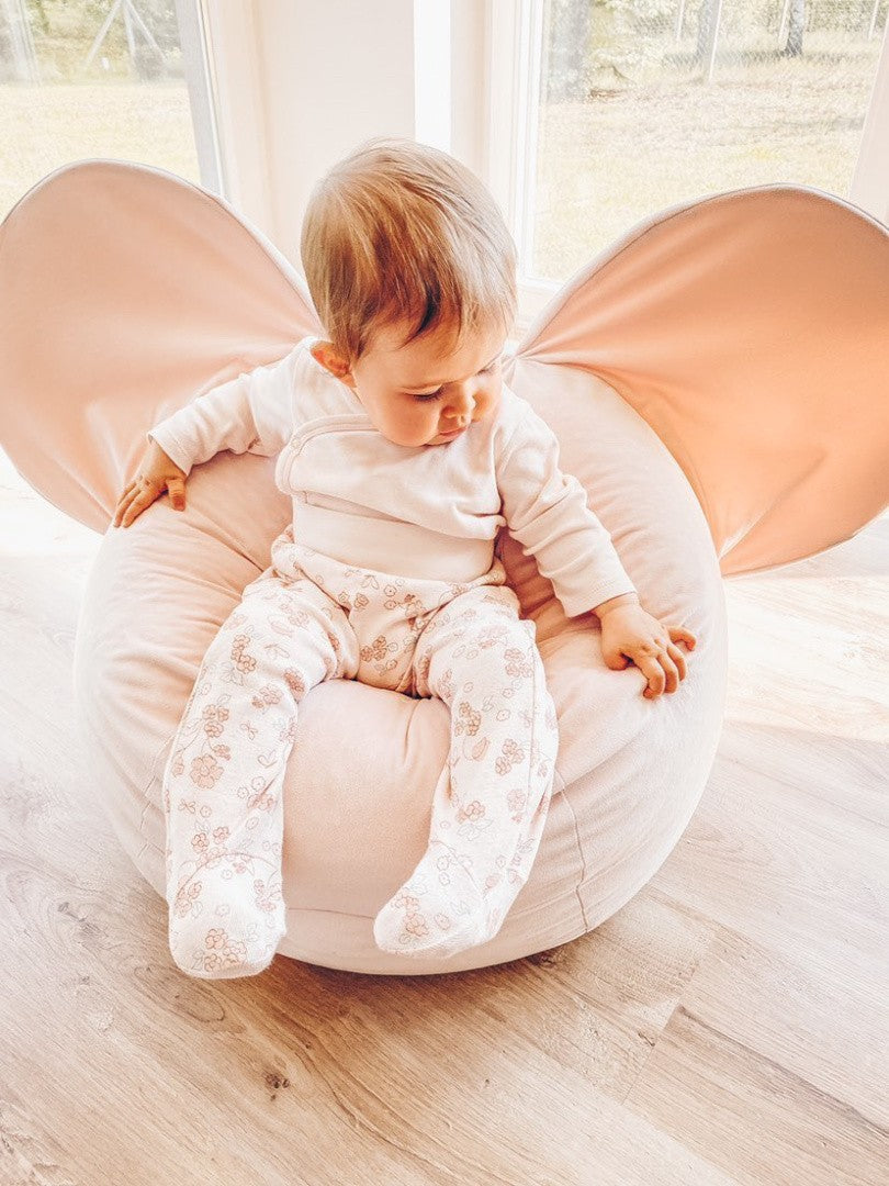 Designer beanbag / seat cushion with backrest EARS - Soft Pale Pink