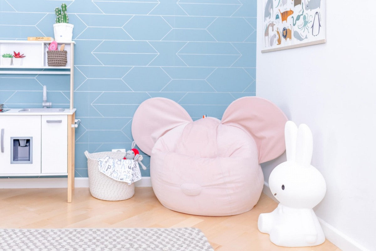 Designer sittpuff / sittsäck med ryggstöd HIPPO - Soft Pale Pink