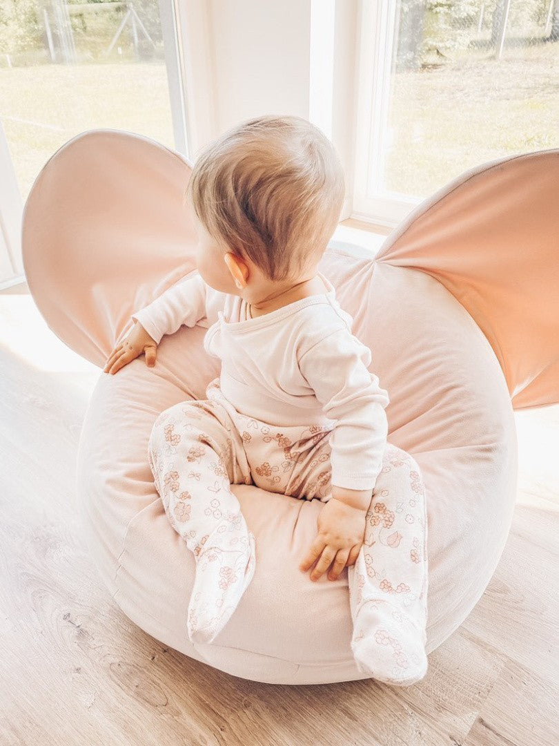 Designer beanbag / seat cushion with backrest EARS - Soft Pale Pink