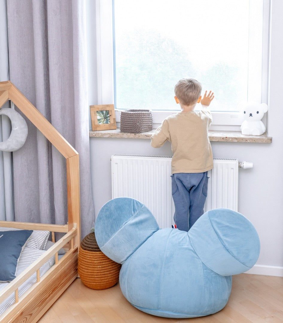 Designer beanbag / seat cushion with backrest EARS - Soft Blue