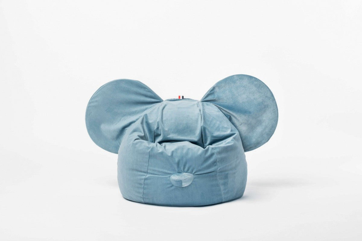 Designer sittpuff / sittsäck med ryggstöd EARS - Soft Blue