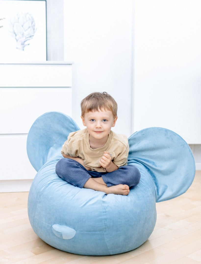 Designer beanbag / seat cushion with backrest EARS - Soft Blue