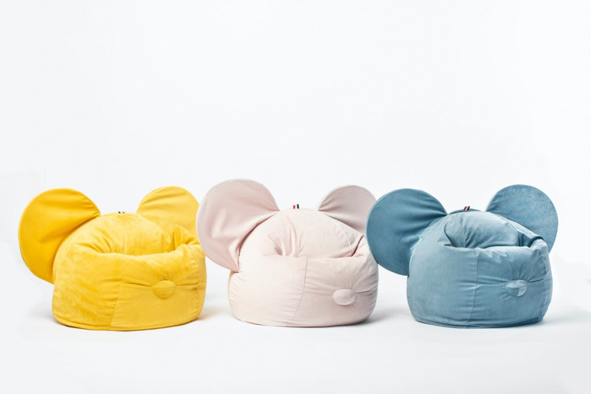 Designer Sitzsack / Sitzkissen mit Rückenlehne EARS - Soft Yellow