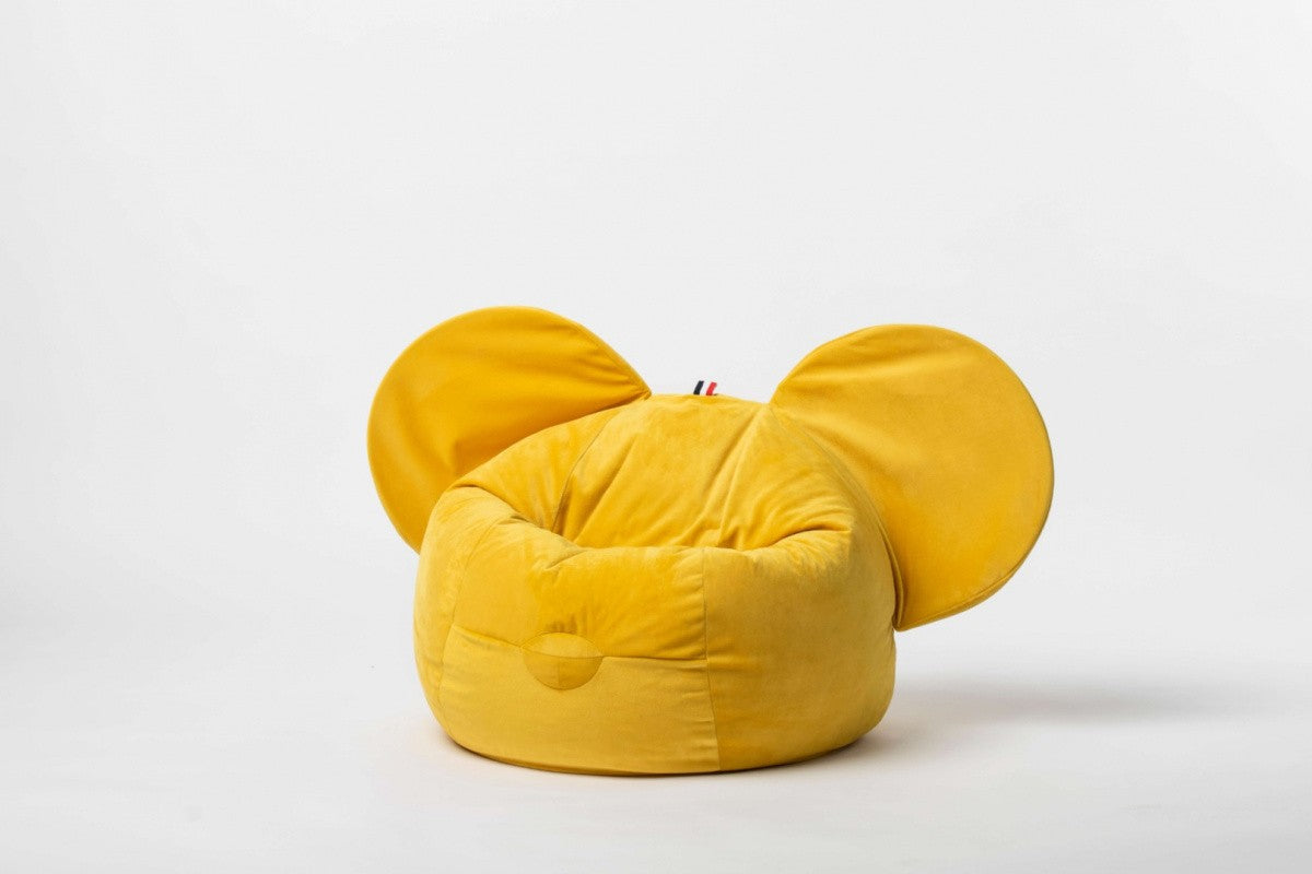 Designer beanbag / seat cushion with backrest EARS - Soft Yellow