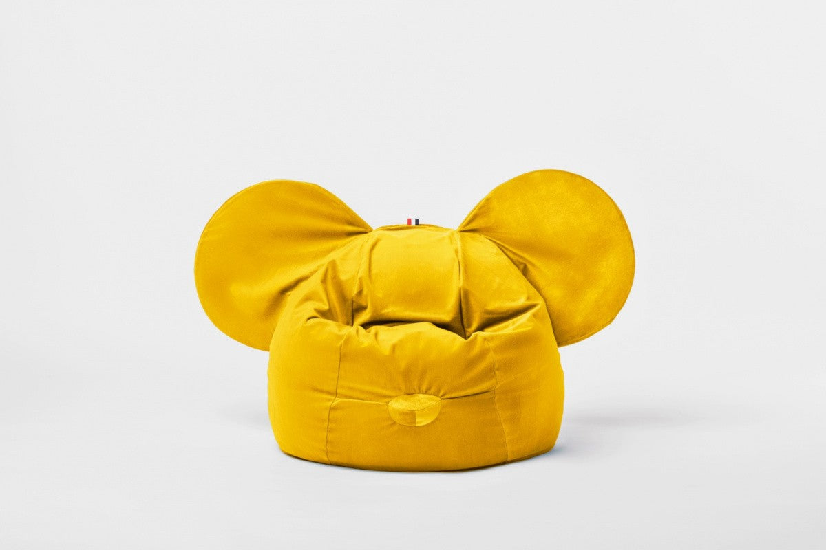 Designer beanbag / seat cushion with backrest EARS - Soft Yellow