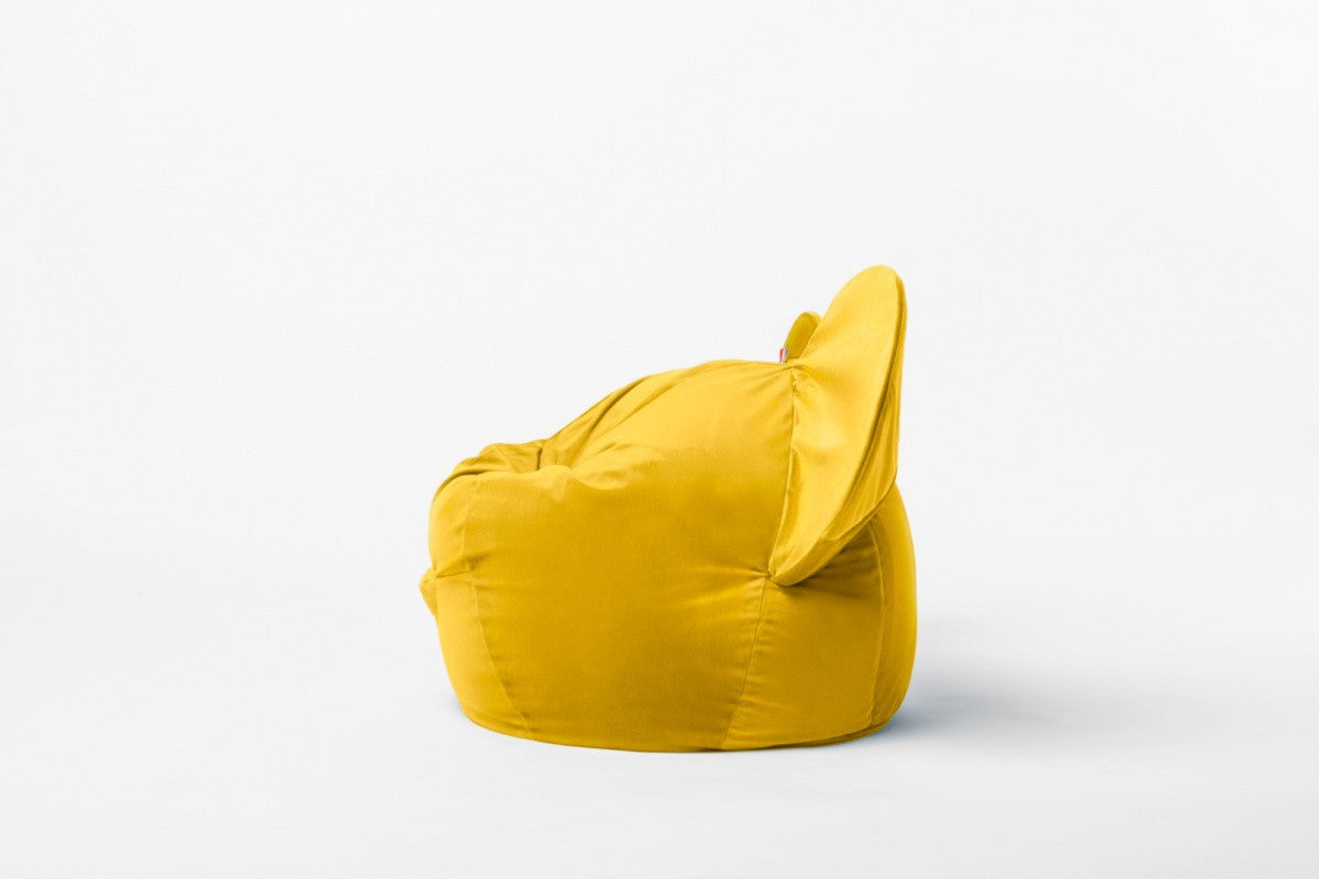 Designer beanbag / seat cushion with backrest EARS - Soft Yellow