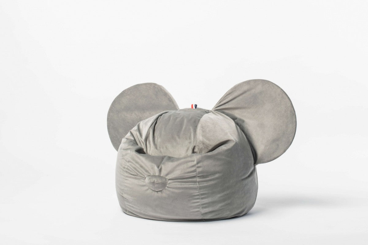 Designer Sitzsack / Sitzkissen mit Rückenlehne EARS - Soft Grey