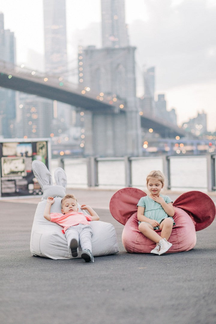 Designer beanbag / seat cushion with backrest EARS - Soft Burgundy