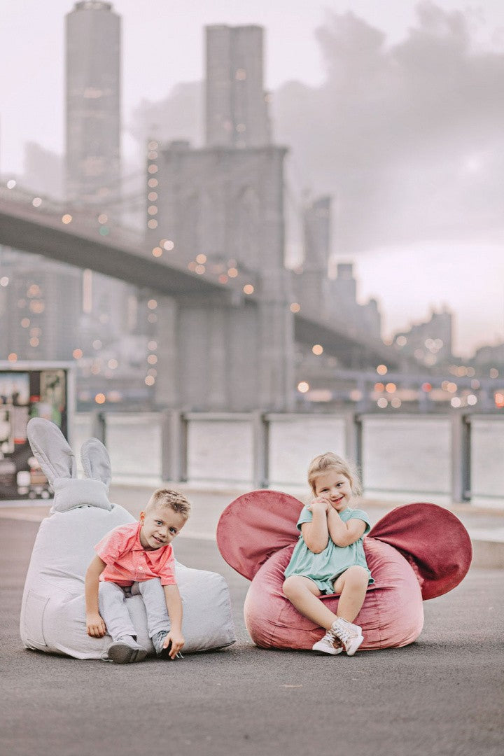 Designer Sitzsack / Sitzkissen mit Rückenlehne EARS - Soft Burgundy