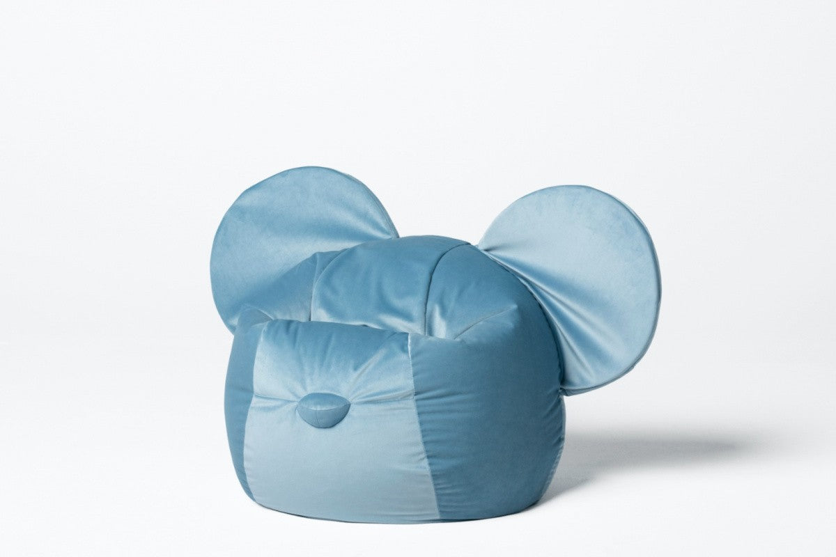 Designer beanbag / seat cushion with backrest EARS - Velvet Blue