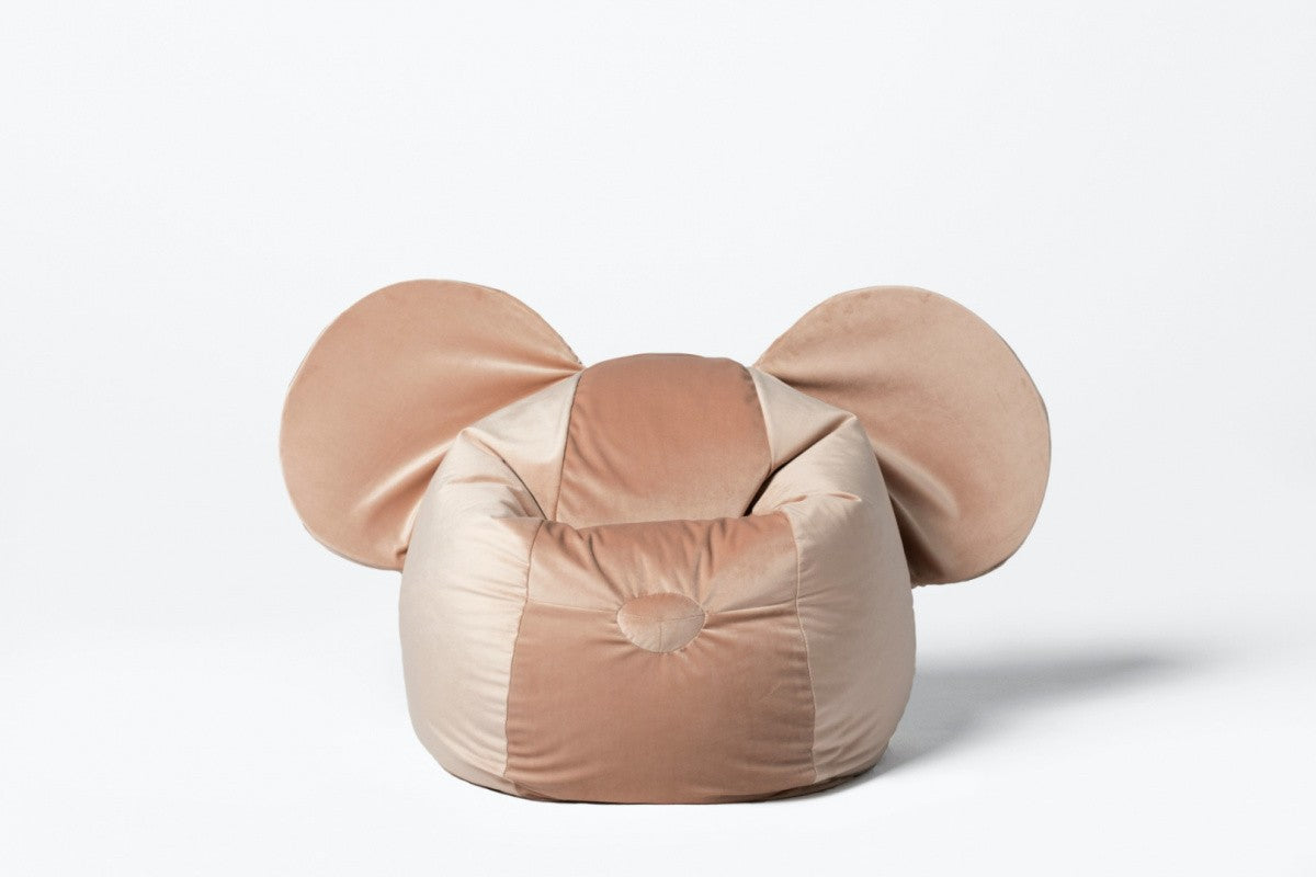 Designer sittsäck / sittdyna med ryggstöd EARS - Velvet Pale Pink