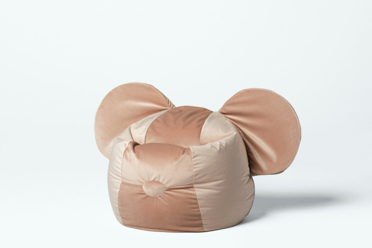 Designer sittsäck / sittdyna med ryggstöd EARS - Velvet Pale Pink