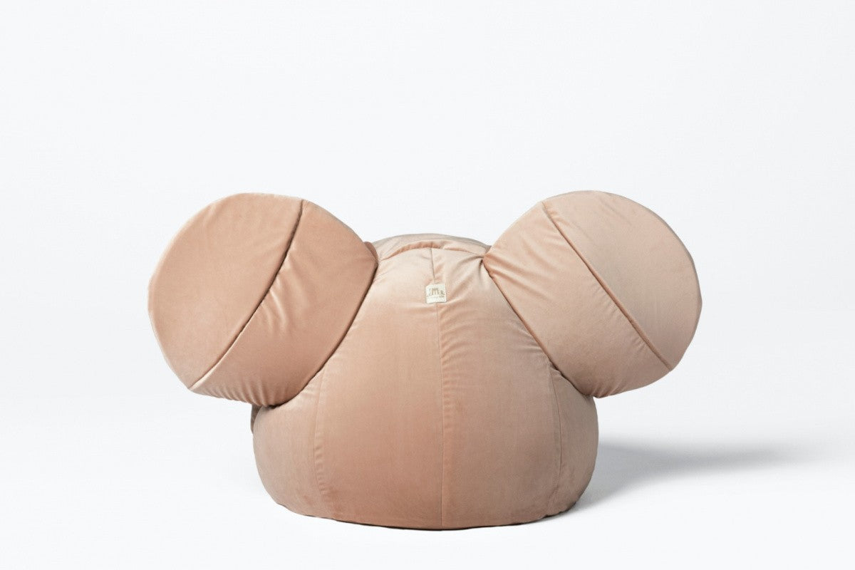 Pouf / coussin d'assise design avec dossier EARS - Velours Rose Pâle