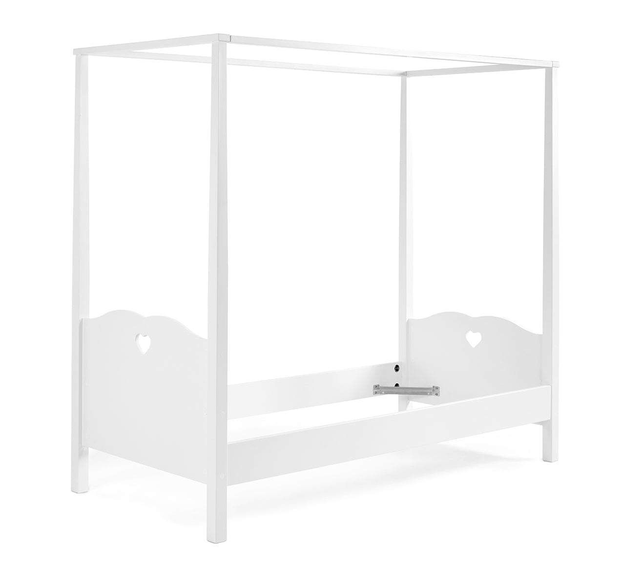 Amori Set le meilleur. aus Himmelbett 90 x 200 cm mit Lattenrost, Bettschublade und Textilschals, Ausf. MDF blanc laqué