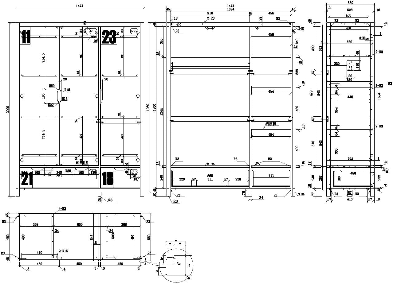 Kleiderschrank 3-türig Alex 