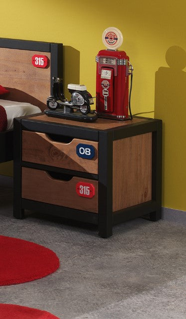 Alex Set le meilleur. aus Einzelbett 90 x 200 cm mit Lattenrost, Bettschublade und Nachtkonsole, Ausf. Kiefer gebürstet Rahmen noir